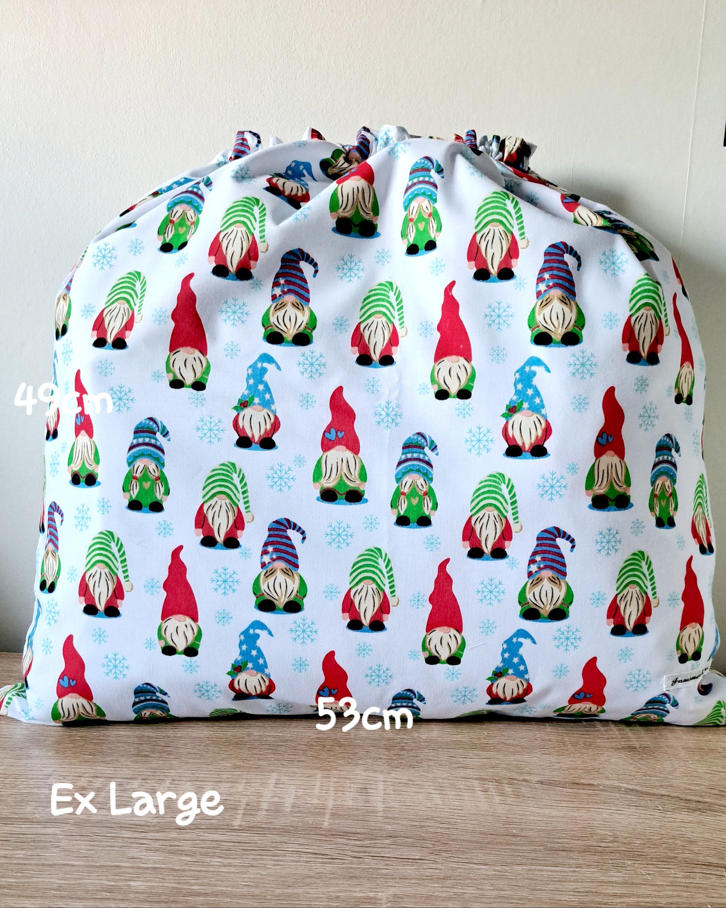 Christmas Gnomes Gift Bags, Gonk Gift Bags, eco friendly reusable Fabric Bag.