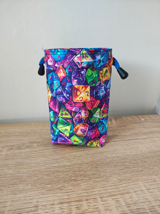 All Coloured Dice Fabric, Drawcord Dice Bag,Pouch.