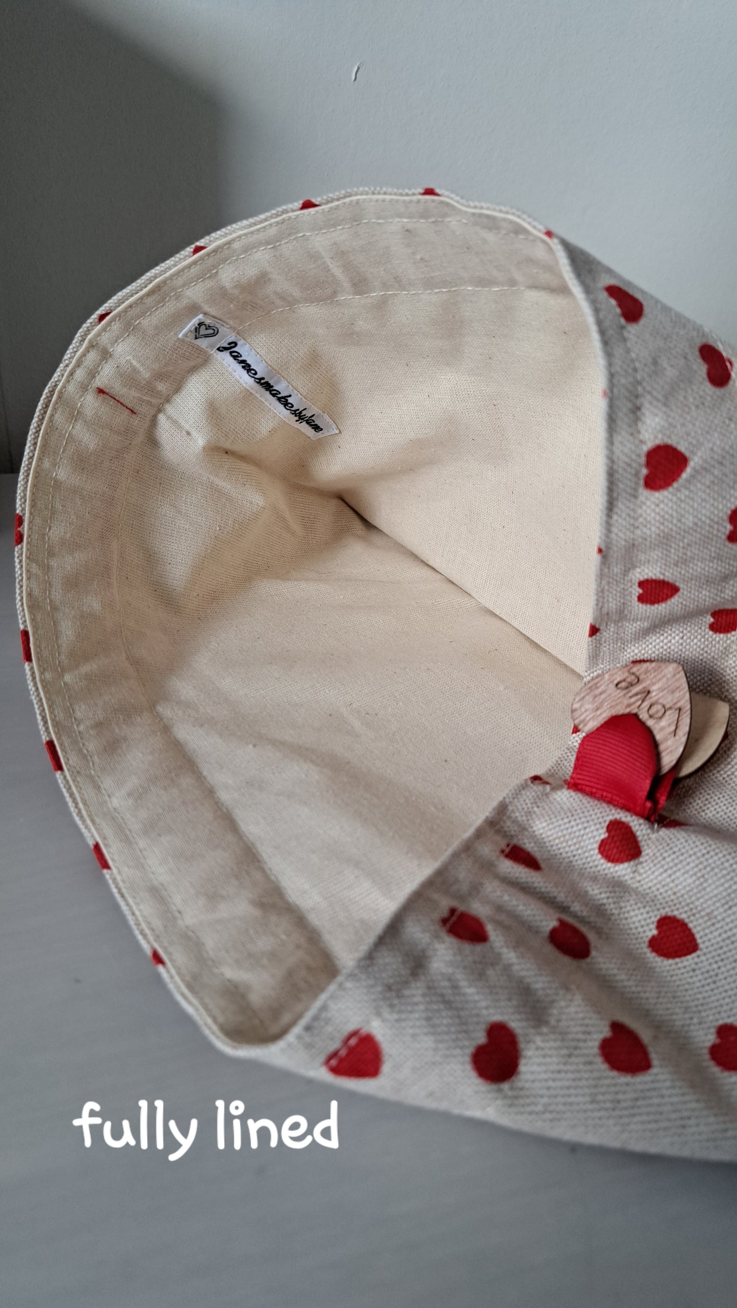 Love Hearts Romance fabric, Wedding, Anniversary, Valentines gift bag.