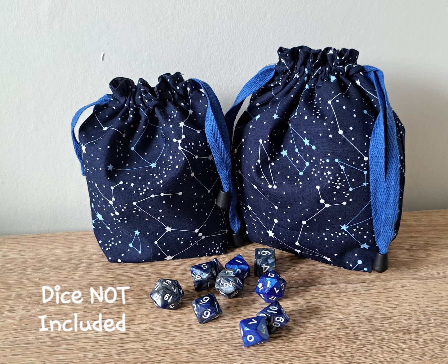 Star Gazing Night Sky Dice Bag, Drawcord Gaming Dice Pouch.