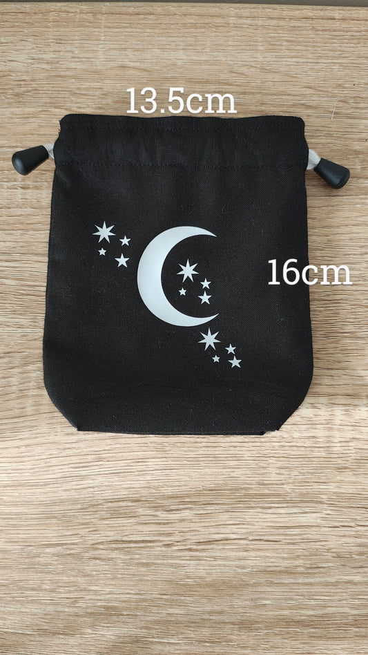 Stars and Moon Drawstring Dice bag, Gaming Dice Pouch