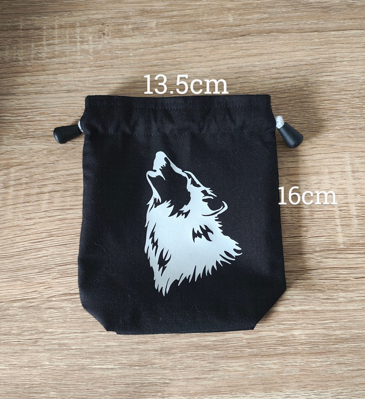 Wolf Dice Bag, Gaming Dice Pouch drawstring.