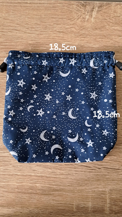 Moon and Stars Dice bag, Gaming Pouch, Crystal bag,