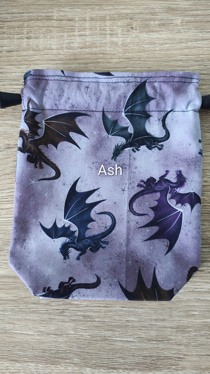 Ash Dragon Fury Dice Bag, drawstring pouch.
