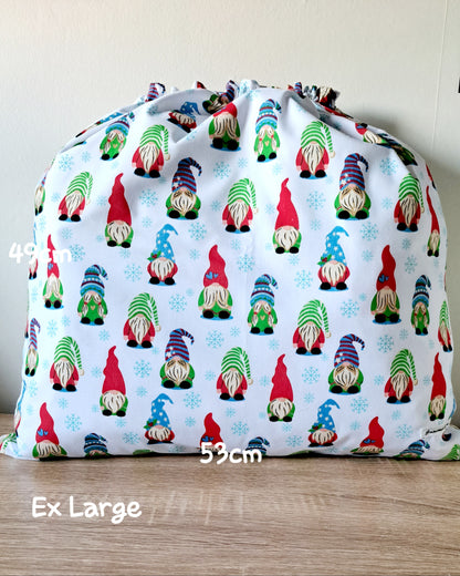 Christmas Gnomes Gift Bags, Gonk Gift Bags, eco friendly reusable Fabric Bag.