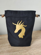 Dragon Head Dice Bag, Gaming Dice Pouch drawstring.