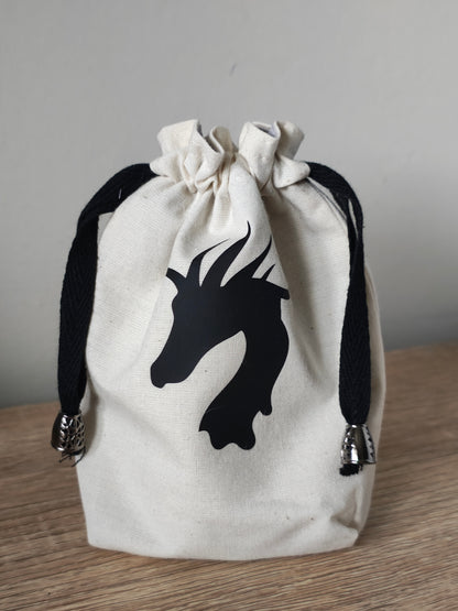 Dragon Head Dice Bag, Gaming Dice Pouch drawstring.