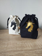 Dragon Head Dice Bag, Gaming Dice Pouch drawstring.