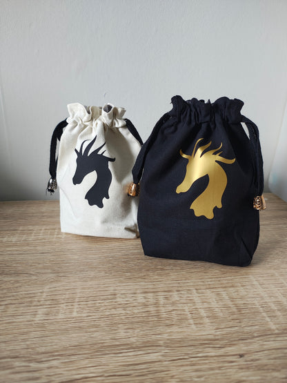 Dragon Head Dice Bag, Gaming Dice Pouch drawstring.