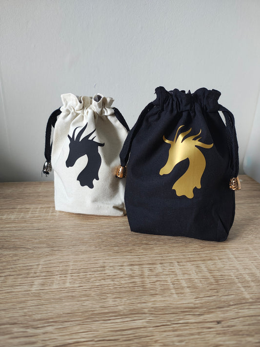 Dragon Head Dice Bag, Gaming Dice Pouch drawstring.