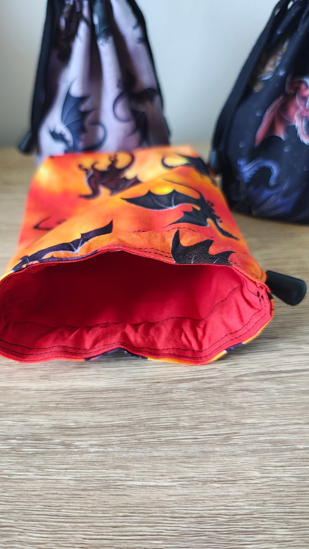 Fire Dragon Fury Dice Bag, drawstring pouch.