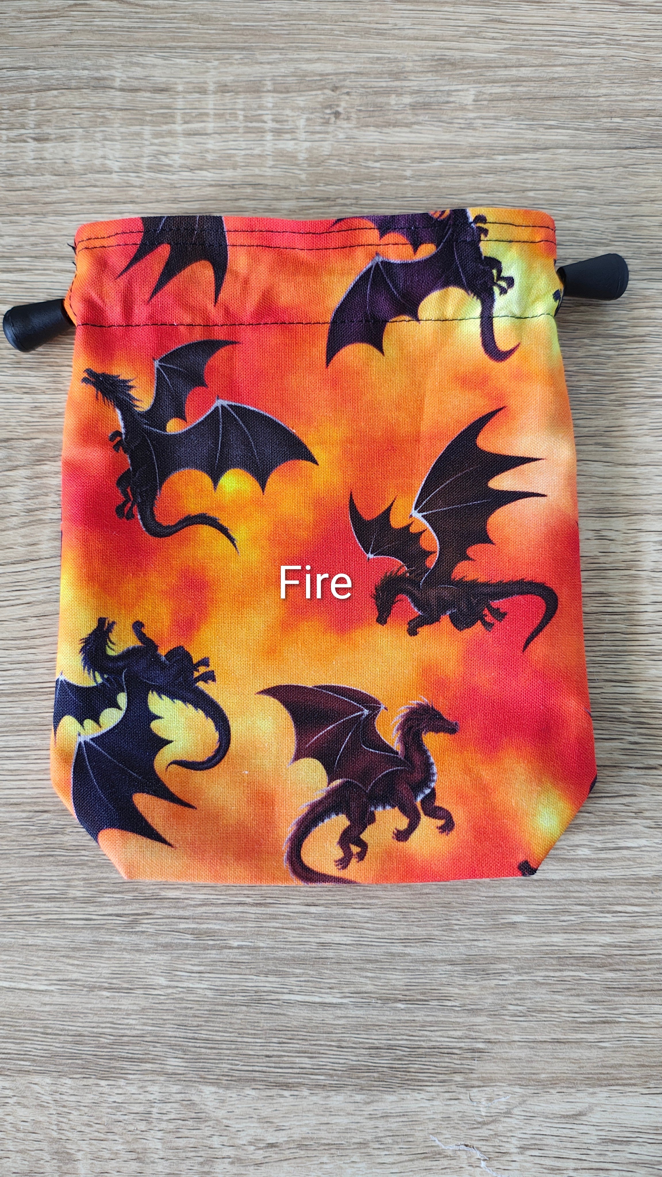 Fire Dragon Fury Dice Bag, drawstring pouch.