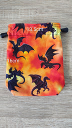 Fire Dragon Fury Dice Bag, drawstring pouch.