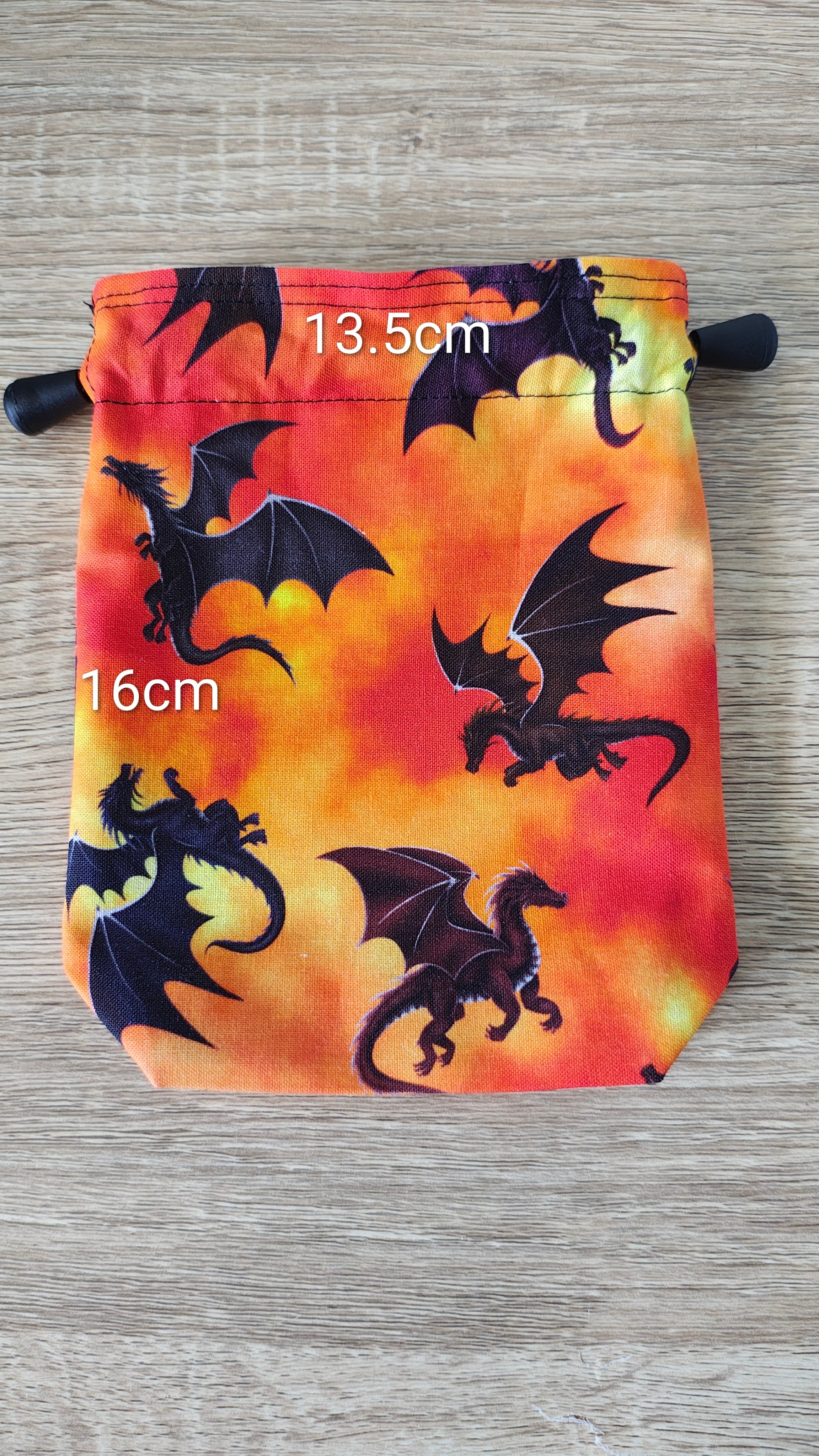 Fire Dragon Fury Dice Bag, drawstring pouch.