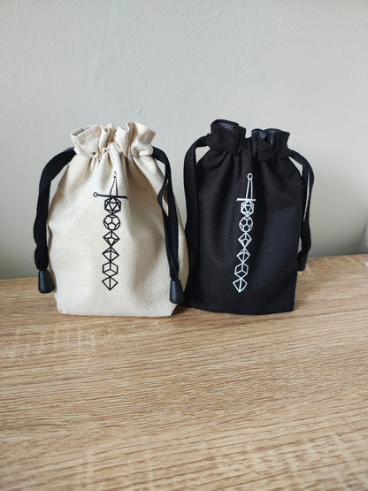 Sword Dice Bag, Gaming bag, Dice pouch drawstring.