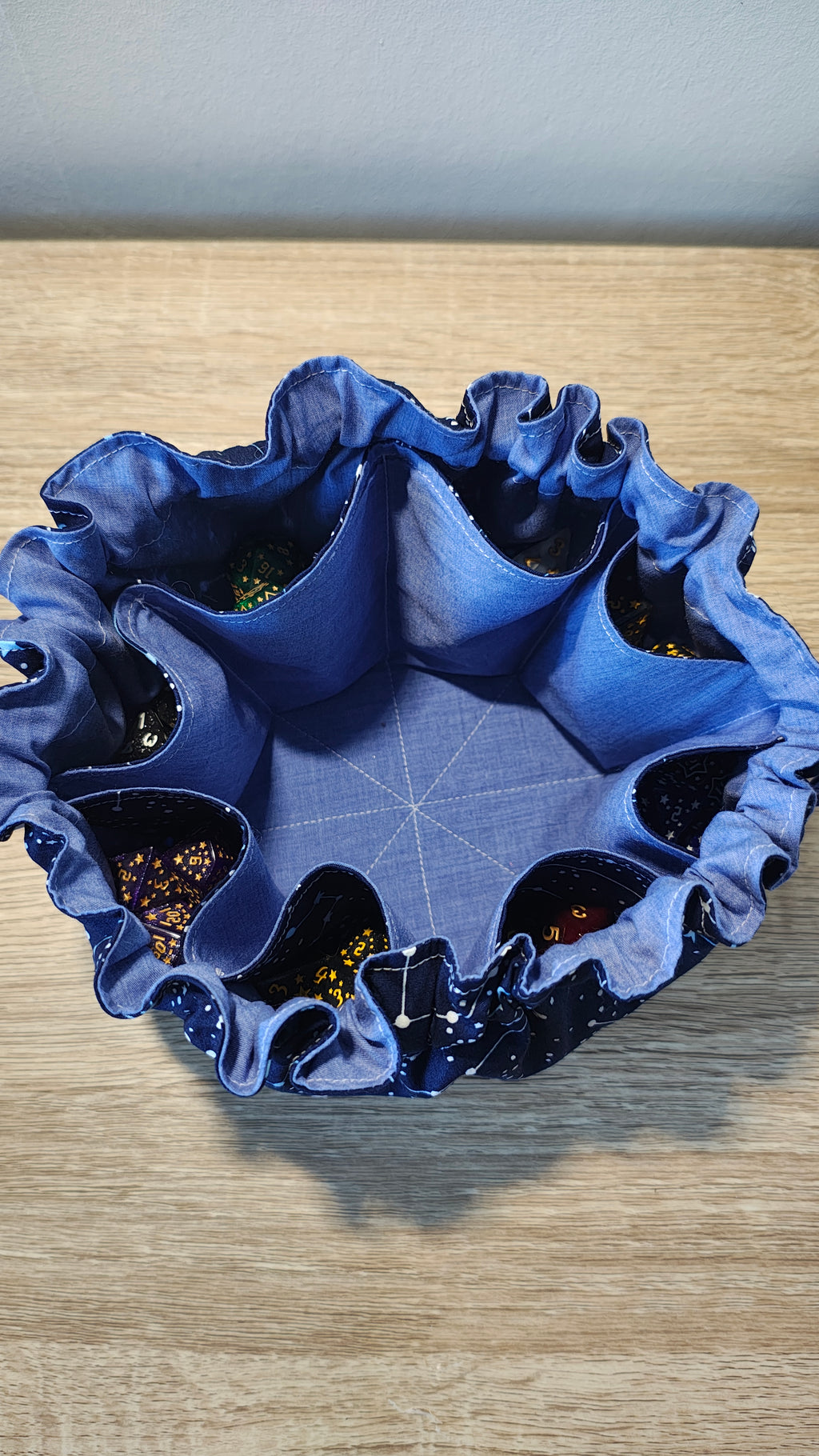 Star Gazing Night Sky Dice Bag, Drawcord Gaming Dice Pouch.