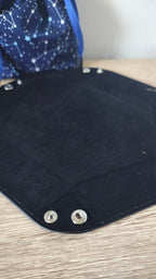 Hexagon Dice Tray, Black PU leather with Black velvet Interior for table top Gaming RPG DND