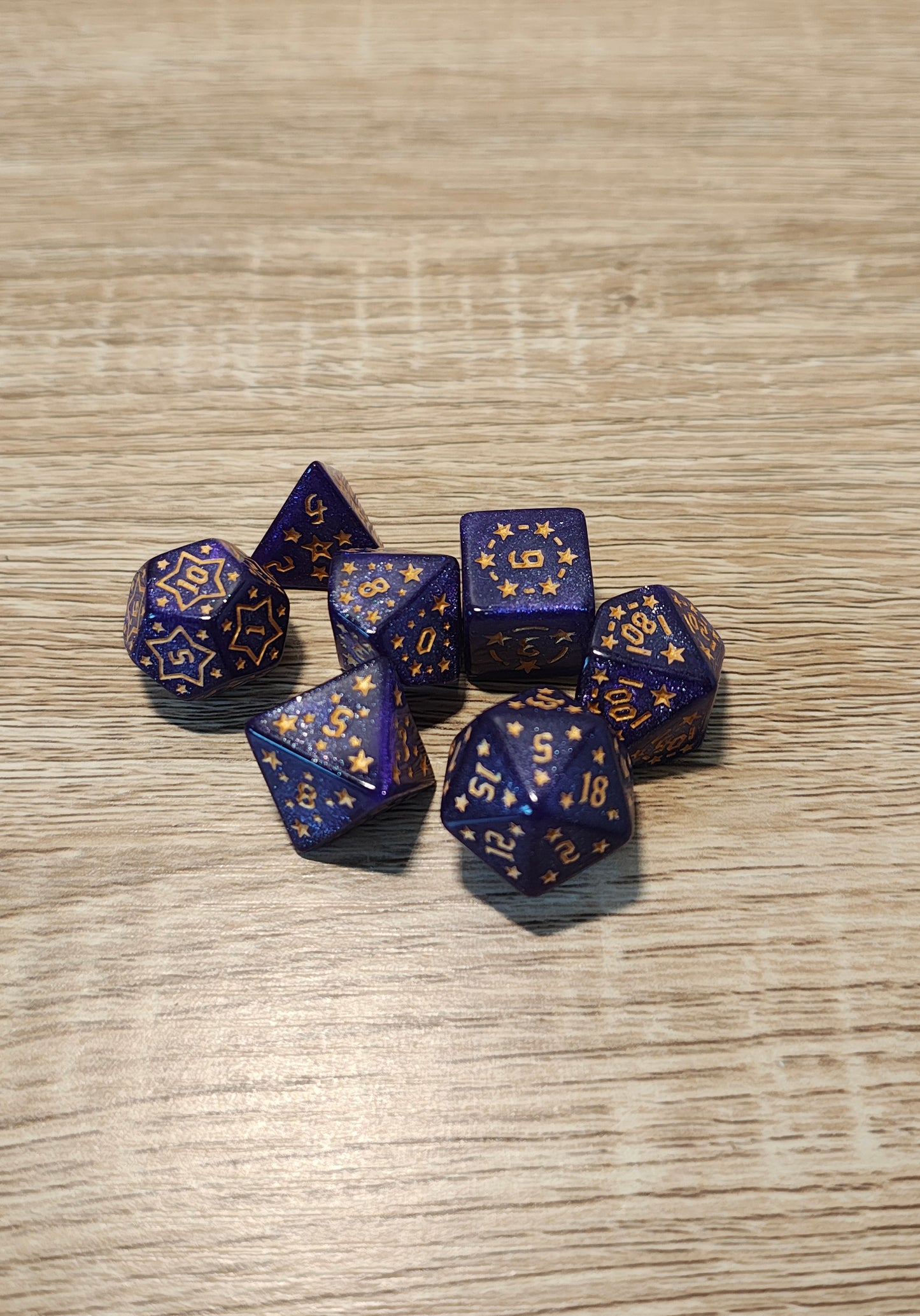 Dice set Purple and Gold.