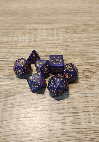 Dice set Purple and Gold.