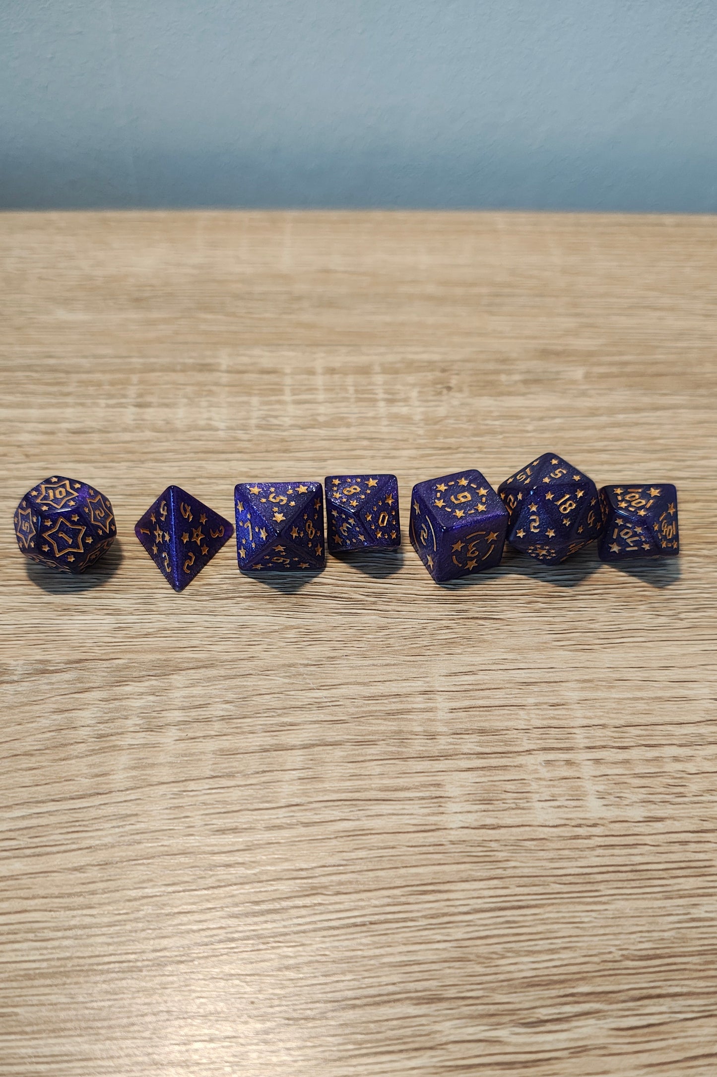 Dice set Purple and Gold.