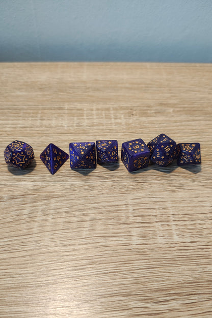Dice set Purple and Gold.