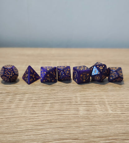 Dice set Purple and Gold.