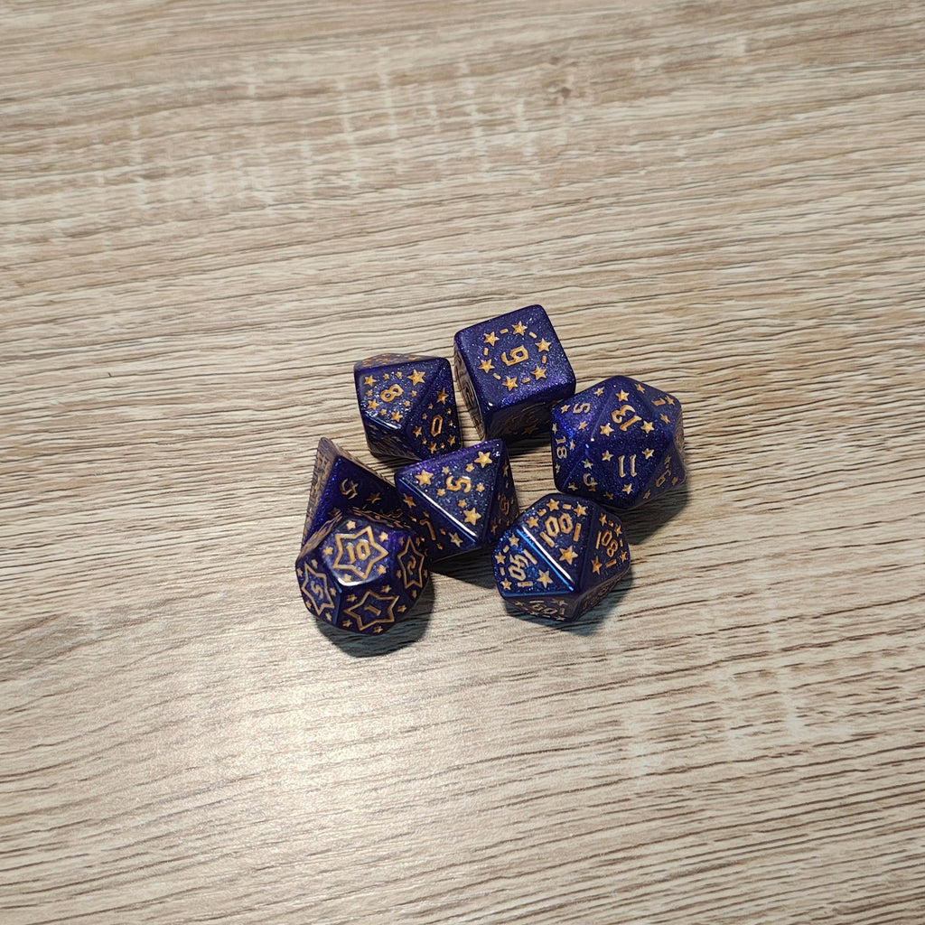 Dice set Purple and Gold.
