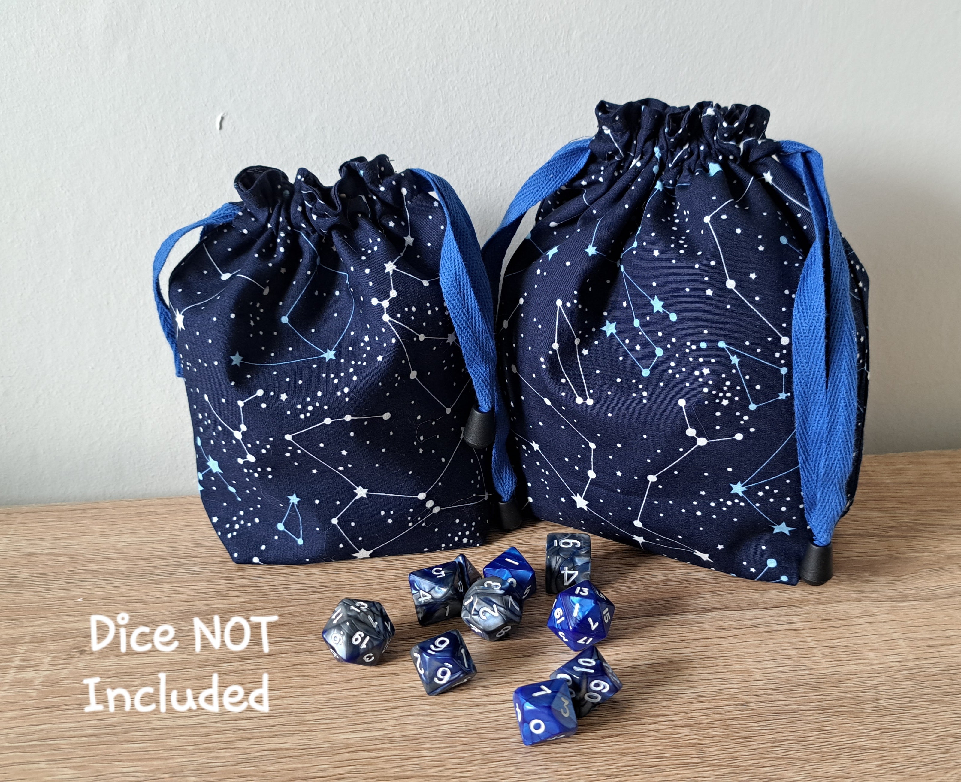 Star Gazing Night Sky Dice Bag, Drawcord Gaming Dice Pouch.