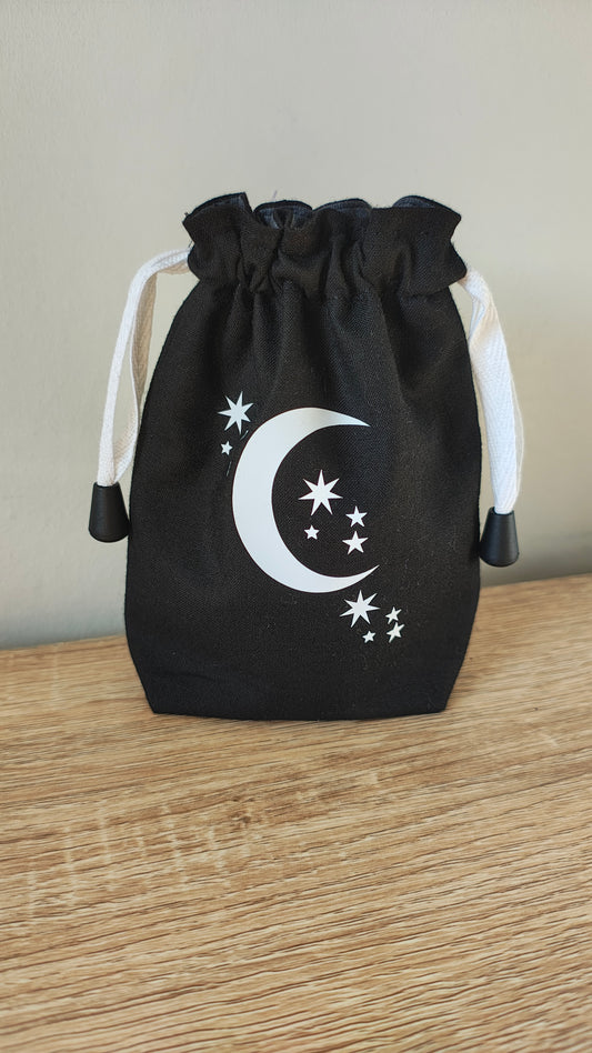 Stars and Moon Drawstring Dice bag, Gaming Dice Pouch