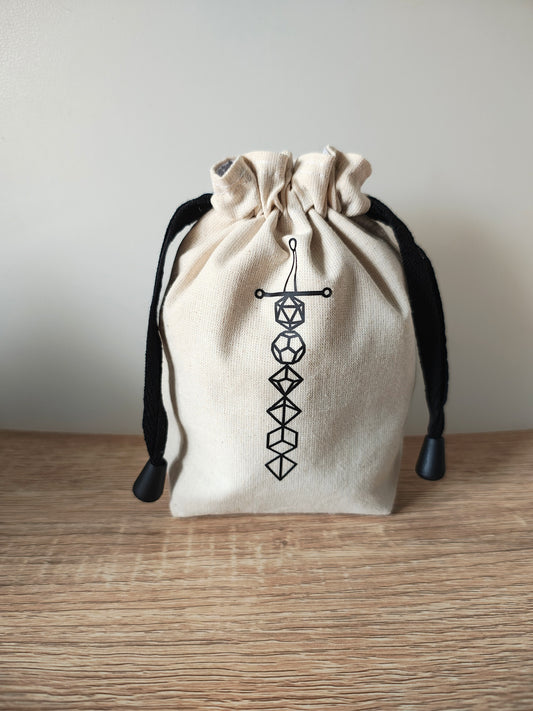 Sword Dice Bag, Gaming bag, Dice pouch drawstring.