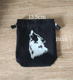 Wolf Dice Bag, Gaming Dice Pouch drawstring.