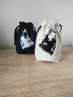 Wolf Dice Bag, Gaming Dice Pouch drawstring.