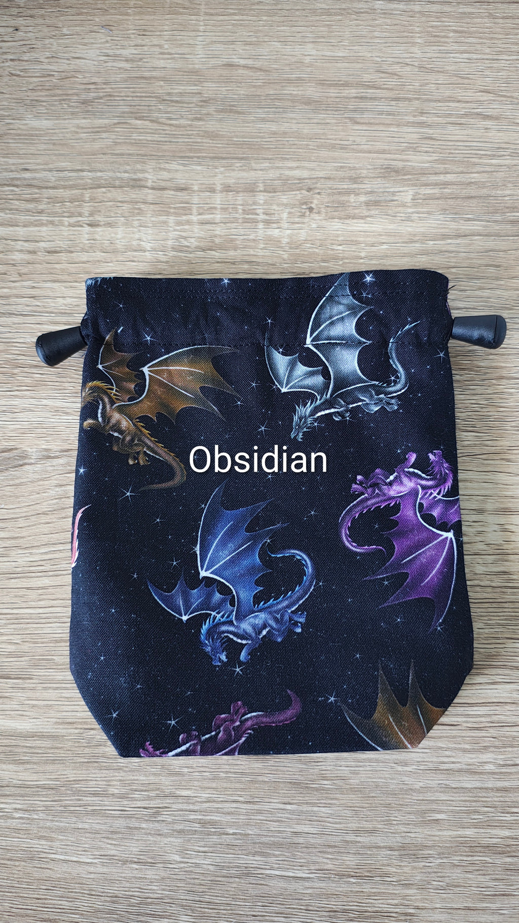 Obsidian Dragon Fury Dice Bag, drawstring pouch.