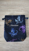 Obsidian Dragon Fury Dice Bag, drawstring pouch.