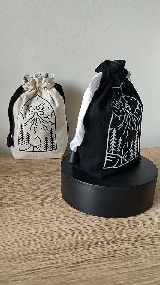 Dragon Mountain Dice Bag, Dice Pouch Drawstring.