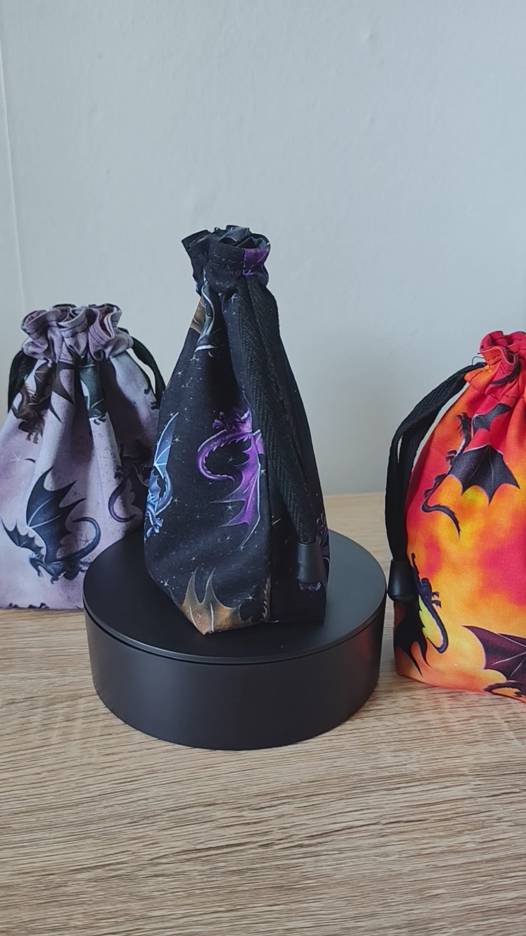 Obsidian Dragon Fury Dice Bag, drawstring pouch.